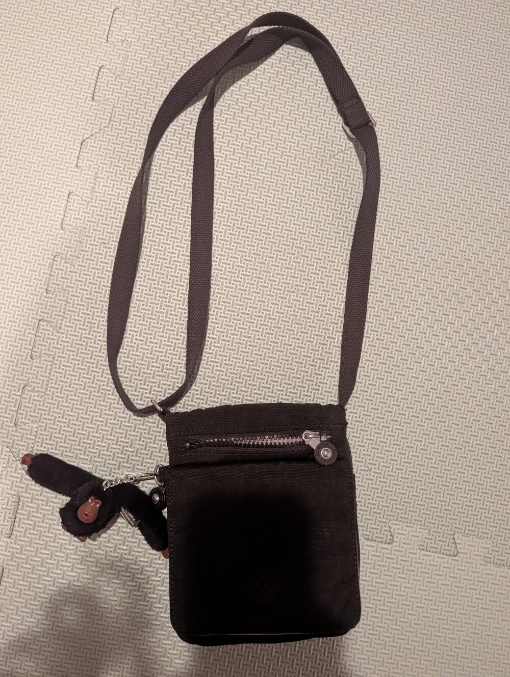 Kipling Black Crossbody Mini Bag with Monkey Charm